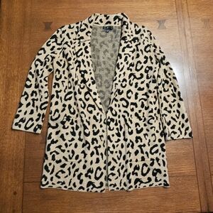 J. Crew Sophie Open Front Sweater Blazer Leopard Print XXXS